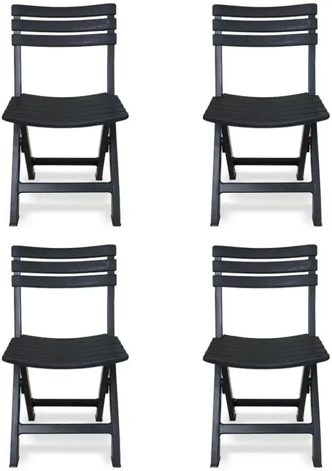 Kit com 4 Cadeiras de Plástico Preto Dobráveis e Resistentes, Ideais para Área de Lazer, Jardim, Bar, Varanda e Eventos, Práticas para Uso Interno e Externo