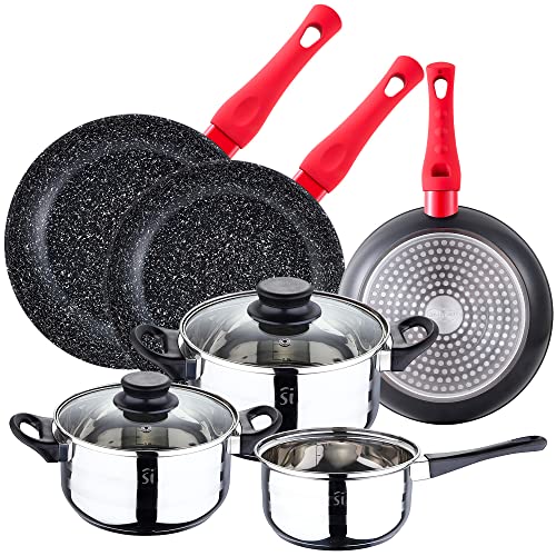 San Ignacio PACK BATERÍA DE COCINA 5 PIEZAS SET DE 3PC SARTENES 20/24/28 cm EN ALUMINIO...