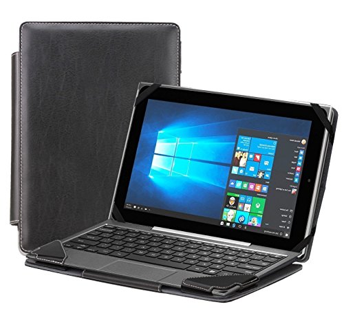 Funda folio desmontable de cuero negro Navitech compatible con HP x2 10.1'' miniatura 2