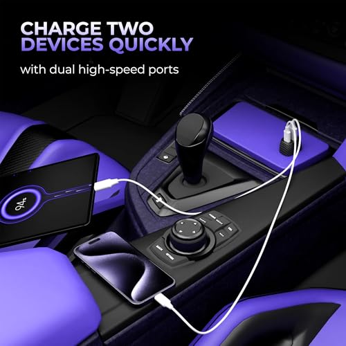 Image of DR VAKU TROSVOLT 53W Car Charger Fast Charging Dual Port Type C PD QC PPS 3.0 USB Car Mobile Laptop Adapter for iPhone 17 /16 /15 /14 /13 etc., Samsung All Series, Tablets, & Android Smartphones- Black