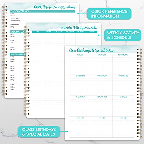 Leraarplanner 2021-2022 - Professionele Academische Lessenplanner van juli. 2021 - juni. 2022, 8" x 10", geweldige lerarengeschenken, klassiek zwart, zacht PP-hoesje - Image 6