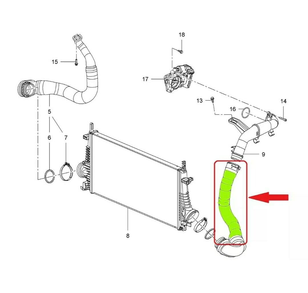 LLS -GERMANY - Manguera turbo compatible con O.p.e.l. Insignia A (G09), 2.0 CDTi, 860118, 13242121, 1302275, 23163578, 860118, 1302275, 13242121, conector original HENN