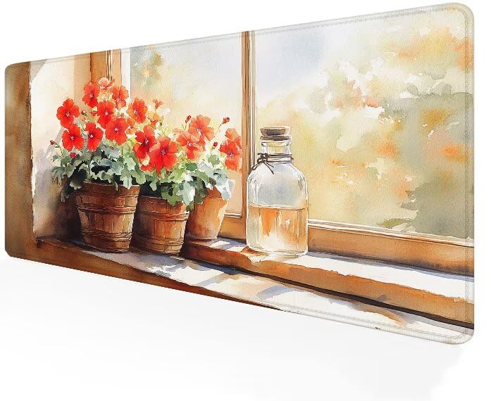 Tapis de souris XXL 700x400x3mm paysage fleur grand format pour bureau gamer