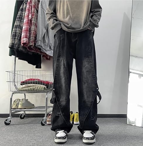 Baggy Jeans for Men Women Y2K Straight Leg Vintage Distressed Gothic Cargo Pants Casual Hip Hop Harajuku Streetwear3