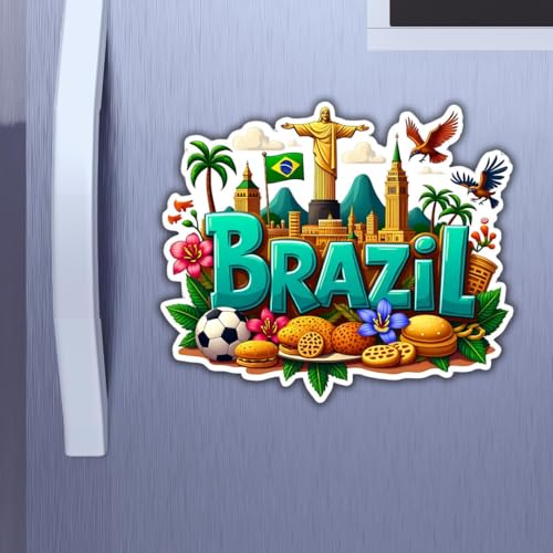 Image of Zesta Wooden Fridge Magnets Set | Refrigerator Decor Magnets for Kitchen | India Souvenir Fridge Magnet Collection | Wooden Magnet for Fridge Door Decoration (Brazil)