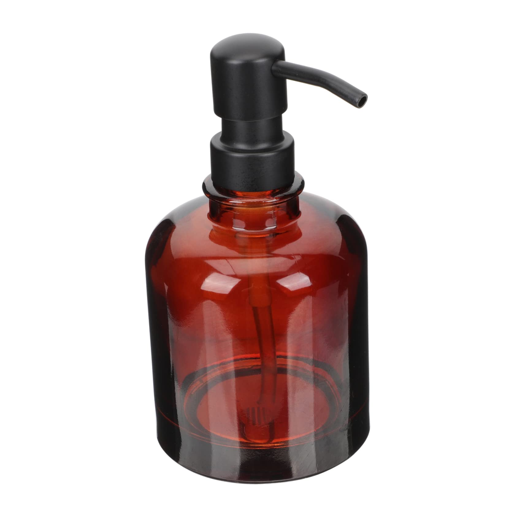 Dispenser Sapone in Vetro Ambrato 12 Oz con Pompa in Acciaio Inox, Ricaricabile e Compatto per Bagno e Shampoo