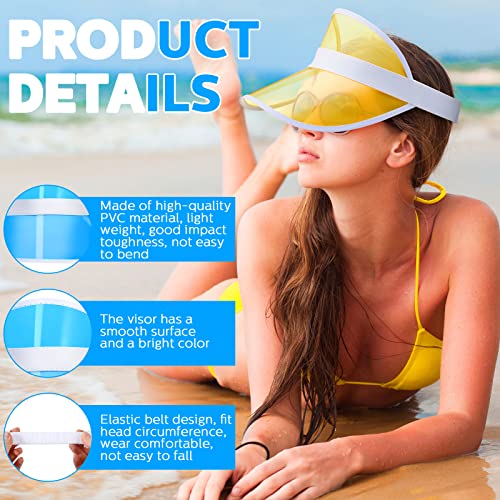 16 Pcs Unisex Sun Visors Plastic Clear Colorful Pvc Poker Visor Transparent Sun Visor Hat For Sports Football Golf Summer Beach Uv Protection Cap Candy Color Party Accessories Bulk #TOP2