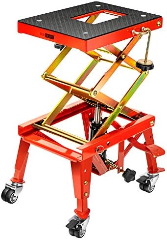 VIVOHOME 350 Lbs Heavy Duty Hydraulic Motorcycle Lift Jack Table Foot Operated ATV Dirt Bike Scissor Stand with 4 Wheels