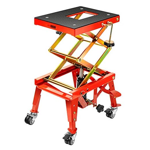 VIVOHOME 350 Lbs Heavy Duty Hydraulic Motorcycle Lift Table Foot Operated ATV Dirt Bike Scissor Jack Stand with 4 Wheels