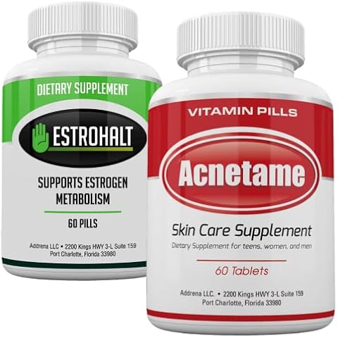 Acnetame Skin Clearing Supplement Stack and Estrohalt Cover