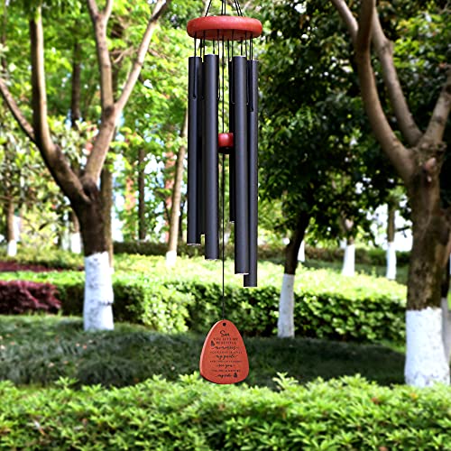 Image of Memgift Memorial Wind Chime for Loss of Son - Outdoor Sympathy Gift for Bereavement - 32 Inch Remembrance Chime - Garden, Patio & Yard Wind Chimes for Loved One