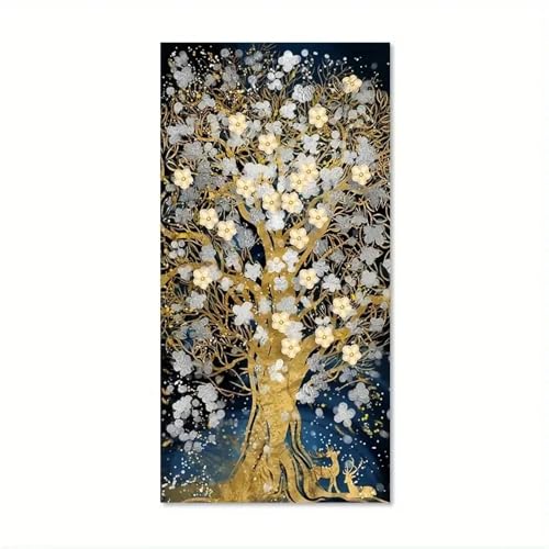 Tableau moderne arbre doré de luxe 60x120 cm encadré KQZVCU - 4