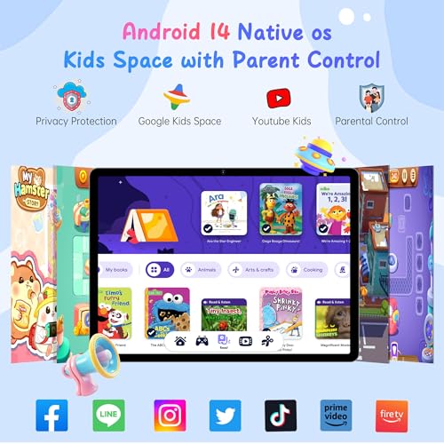Image of HAOVM Tablet 10 inch Android 14, 4G SIM Unlocked, Kid Tablet with SIM Card Slot, IPS Touch Screen, 2.0GHz Fast Processor, 3GB+32GB+TF Expand,2.4G /5GHz WiFi,8MP Camera, GPS, with Blue case