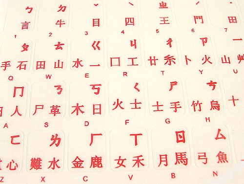 Pegatinas de teclado en chino con letras rojas transparentes miniatura 3
