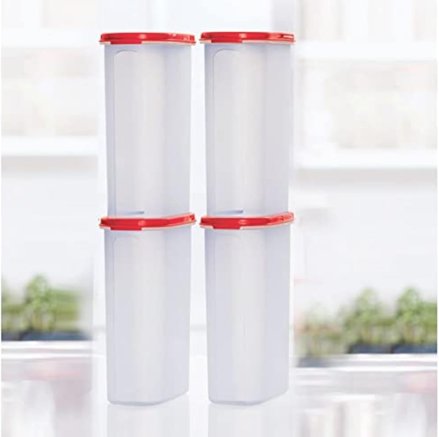 Plastic Grocery Container 2.3 L Pack of 4 (Red)