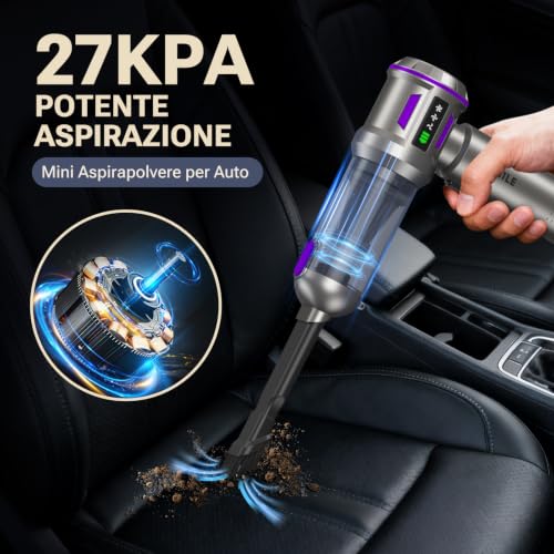 Image of Yomile Mini Vacuum Cleaner, 2 in 1 27000PA Brushless Car Vacuum Air Duster 9000mAh Battery Air Blower Wireless Handheld Vacuum for Car,Office and Home