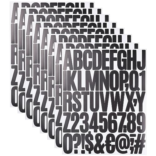 8 Sheets Letter Number Stickers 2 Inch Vinyl Alphabet Stickers Black