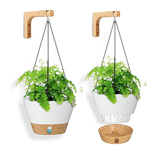 Weweow Hanging Planters For Indoor Plants, Wall Planters Hanger 8 Inch Outdoor Hanging Plant Pot, Indoor Hanging Planters With Drainage Hole And Removable Saucer For Garden Home (2 Packs) #TOP29