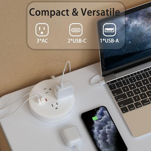 Extensión DYZYCLICAL modelo QH960-CU con 3 tomas, cable de 1.2 m, 3 puertos USB (2 USB C), 125V y 13A miniatura 3