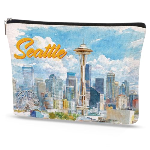 SEAOYOZO Seattle Makeup Bag Gifts - Seattle Souvenirs Essentials Cosmetic Bag, Travel Toiletry Organizer Zipper Pouch for Women Girls Friend Tourist, Vacation Birthday Gift