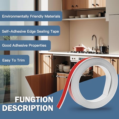 Kantenumleimer Selbstklebend, Kantenumleimer Weiß 18 mm x 6 m, Sicherer Halt ohne Bügeln, Umleimer Weiß zum Regalbretter, Holzplatten
