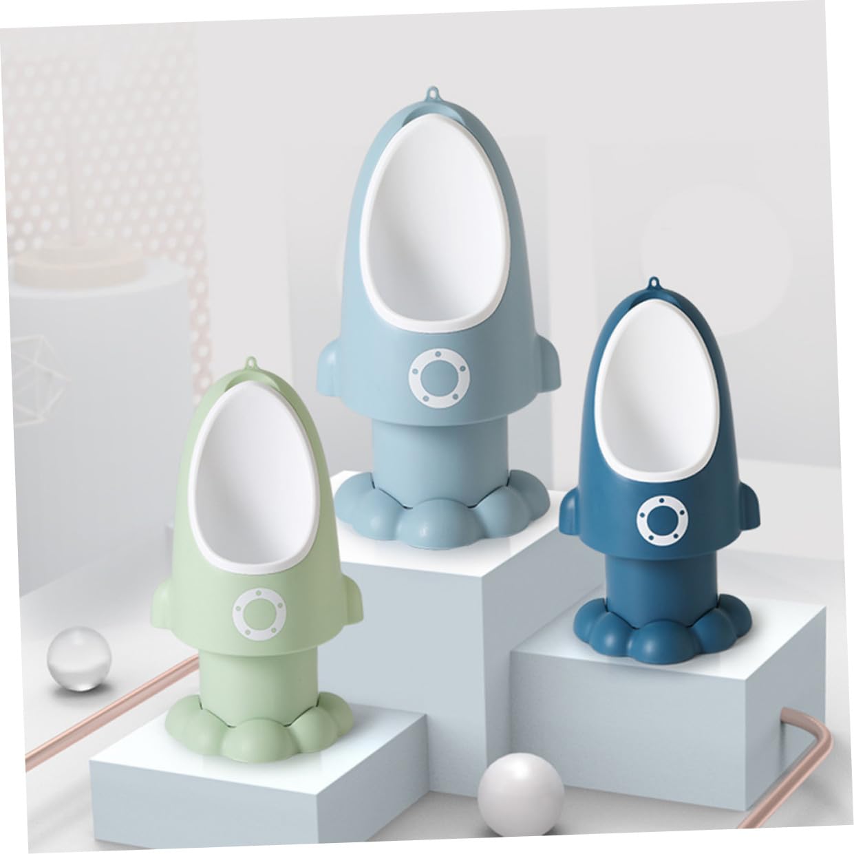 Verstellbares Kinder Urinal Töpfchen aus Pp für Jungen | Raketen Design, Leicht zu Reinigen, Installieren, Fördert Selbstständiges Urinieren