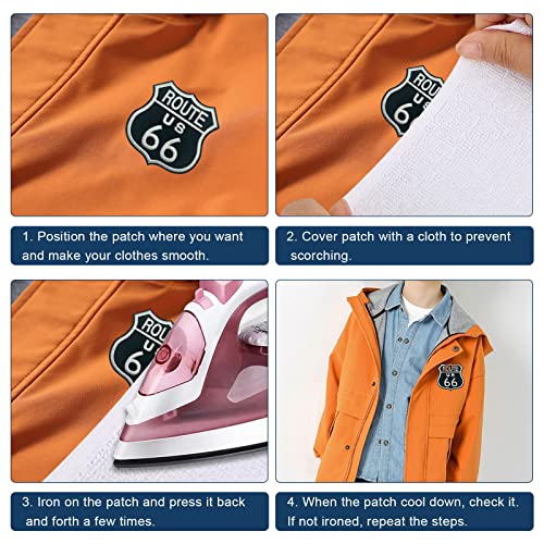 Wikineon Embroidered Iron On Patch, Us Route 66 Applique Patch, Punk Roll Embroidered Badge Iron On/Sew On Diy Clothing Accessories, Perfect For Jackets Backpack Clothes Hats Jeans T-Shirt #TOP4