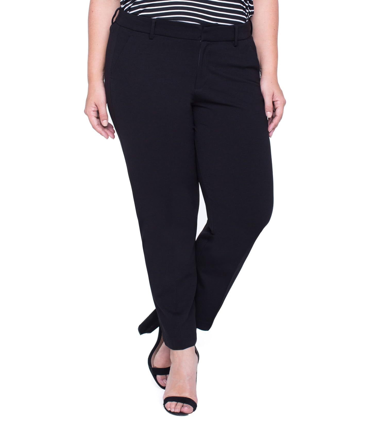 Liverpool Plus Size Slim Leg Ponte Trousers in Ponte Knit in Black Black 18W 29
