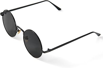 Round Sunglasses Mens Womens, Polarised Lens Tinted Sun Glasses UV400 Protection Classic Hippie Small Circle Retro Unisex Men Hippy Glasses Metal Gold Frame