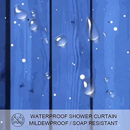 Rideau de douche en bois bleu et neige, textile de salle de bain premium - 4