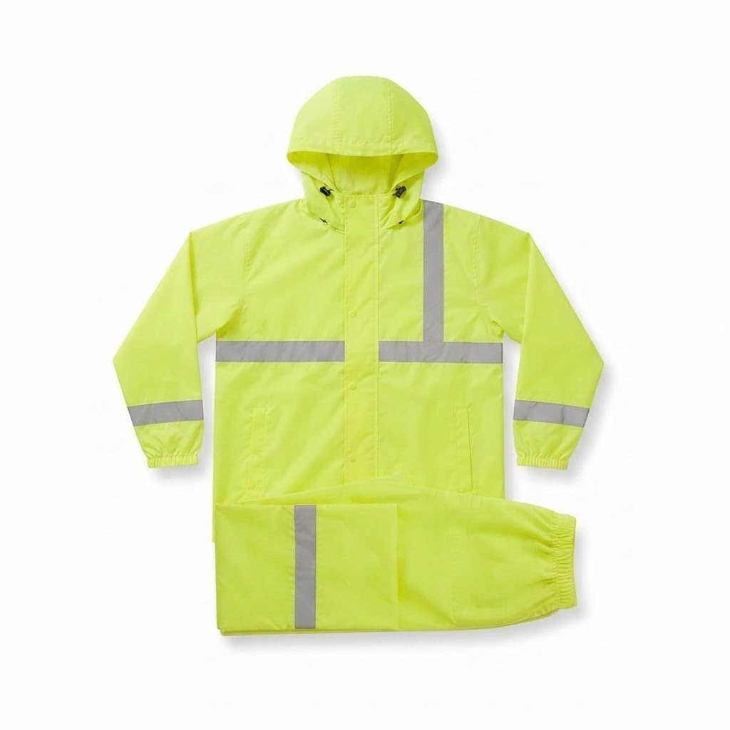 Heavy Duty Waterproof Raincoat for Men & Women Hooded Rain Suit Jacket & Pant Set with Reflective Tape Lightweight Reusable Polyester Rainwear for Bike Riding Travel Camping Outdoor Work-image-43