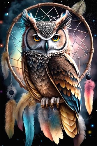 Owl Dream Catcher Rounded Corner Wooden Puzzle - 1000 Piece Puzzle for Adults and Seniors - Fun Wall