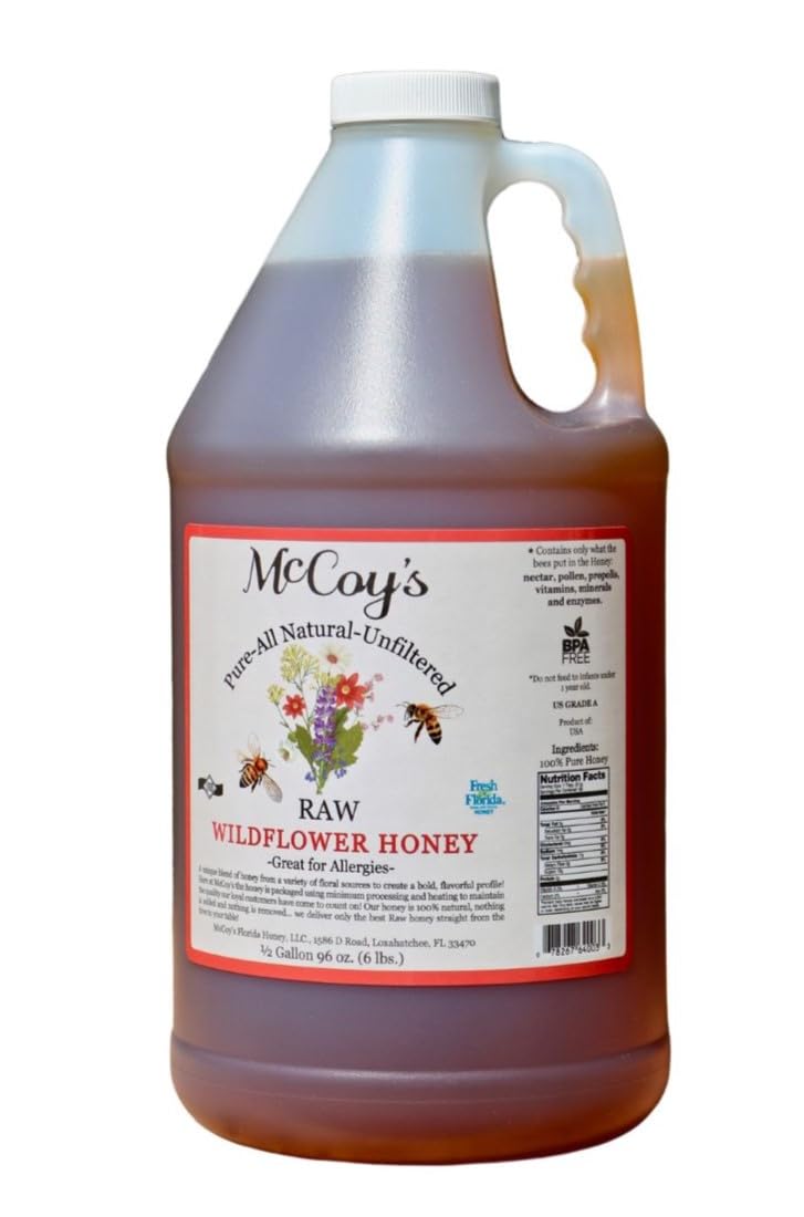McCoy's Honey100% Pure, All-Natural, Raw Honey - Wildflower Honey 1/2gal (6lb)