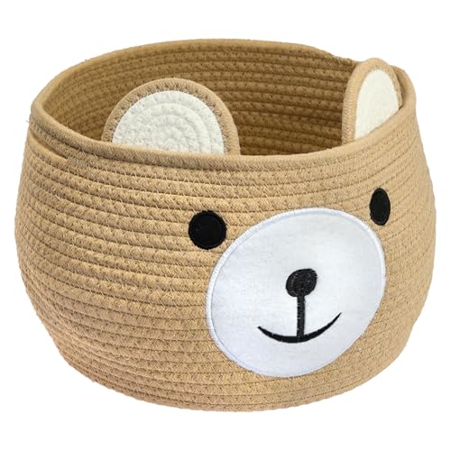 Panier en coton bébé HMF bac de rangement jouets chambre enfant miel 30 x 24 cm