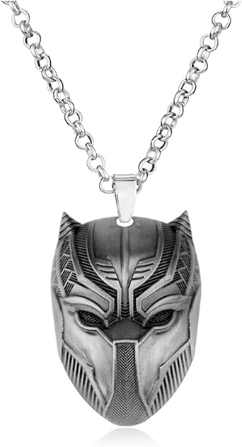 Panther Mask Wakanda King T'Challa Pendant Necklace,Retro Hero Movie Themed Fashionable Punk Heavy Metal Style Accessories, Unisex, Fan Gifts
