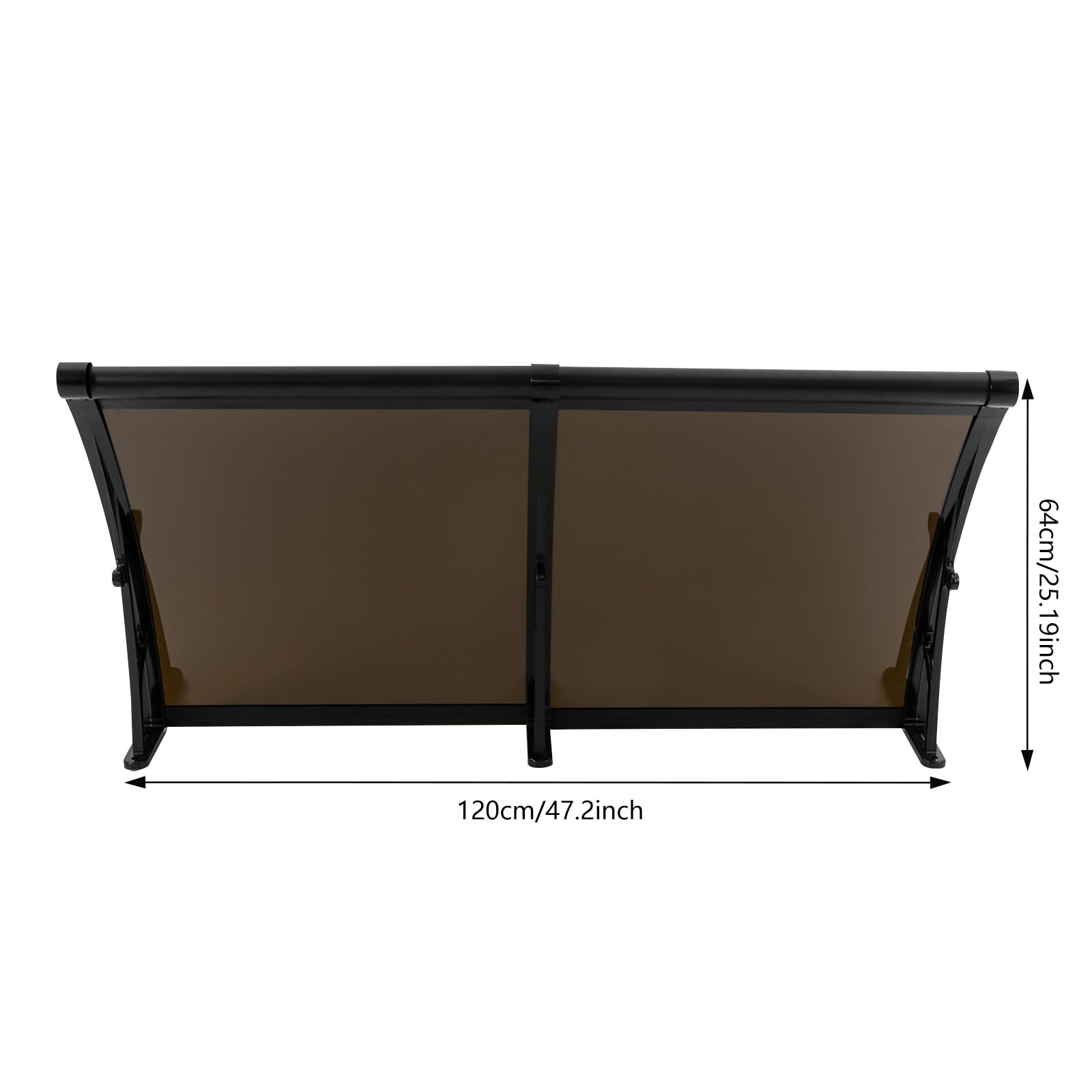 Daszek do drzwi wejściowych 120 x 60 cm, daszek na drzwi, zadaszenie łukowe jednospadowe, balkon ochrona przed deszczem, promieniowaniem UV, deszczem i śniegiem (brązowy)