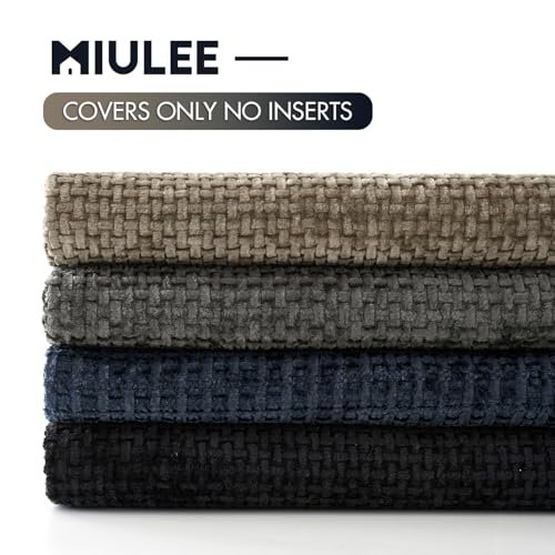 Image of MIULEE Pack of 4 Couch Throw Pillow Covers 18x18 Inch Neutral Navy /Grey Soft Decorative Chenille Pillow Covers Farmhouse Accent Cushion Covers for Boho Home Decor Sofa Bedroom Living Room