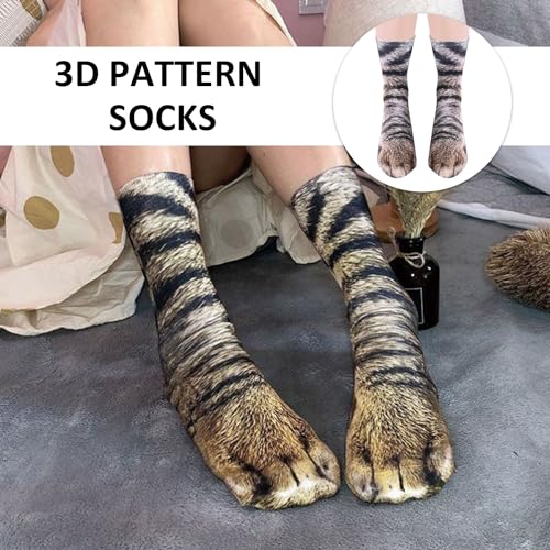 NyxSeat 2 Paar Pfotensocken, Tierpfotensocken, 3D-Mustersocken, Paar Tierpfotensocken, Heimsocken, bedruckte Pfoten-Crew-Socken, Unisex-Tiersocken.