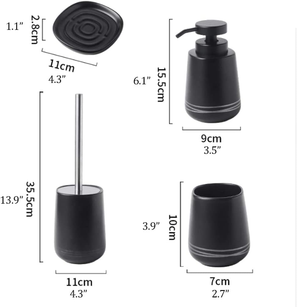 Countertop Soap Dispenser Black Soap Dispenser Ceramic Lotion Dispenser 4 Piece Bathroom Accessories Set For Bathroom Decor Simple Design Tumbler Lotion Pump Bottle Soap Dispenser Bottles ( Color : Tu