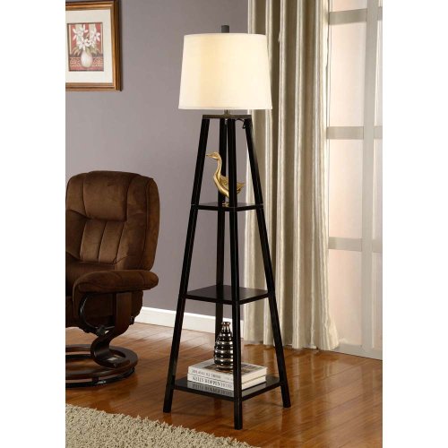 Artiva USA A21038FLB Elliot/Modern Design 3-Tier Wood Display Shelf Floor Lamp in 1 Piece Sturdy Construction, 63", Java Black - Thumbnail 2