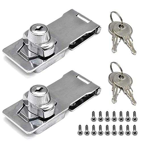 Black Friday - 60% OFF 2Pcs Keyed Hasp Locks 4” x 1-5/8” Catch Latch Safety Lock Door Lock with Key