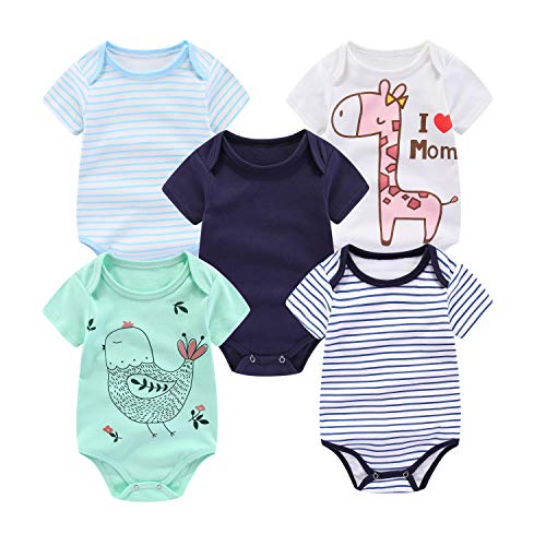 Little Inventor Unisex Baby Short Sleeve Bodysuit Organic Newborn Onesie 5 Pack
