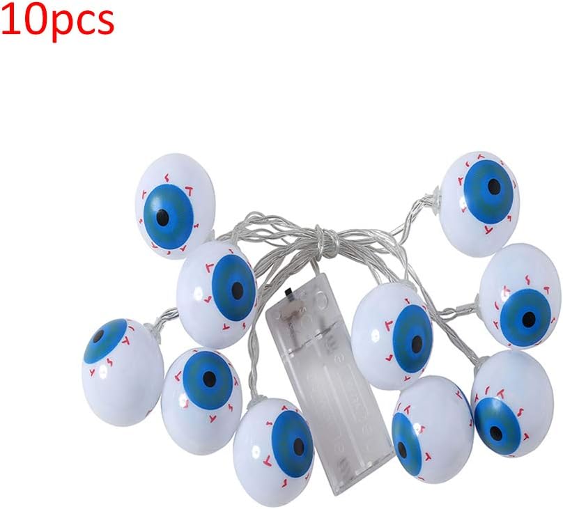 10 LED Hanging Battery Powered Eyeball Light Lamp Party Halloween Decor Warm White