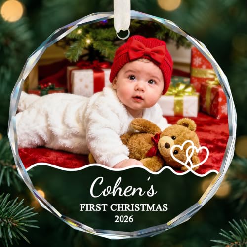 Baby's First Christmas Ornament 2026 - Custom Baby Photo Ornament