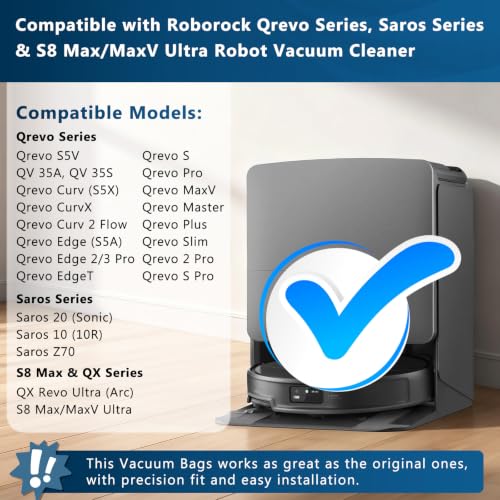 Image of 12 Pack Dust Bag for Roborock Qrevo S Pro /QV 35A /S5V /Saros 10R /20 /CurvX