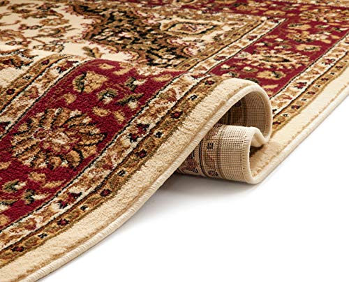 Well Woven Noble Medallion Ivory Persian Floral Oriental Formal Traditional (6'7" X 9'6" Oval) Area Rug Easy To Clean Stain Fade Resistant Shed Free Modern Contemporary Soft Living Dining Room Rug #TOP2