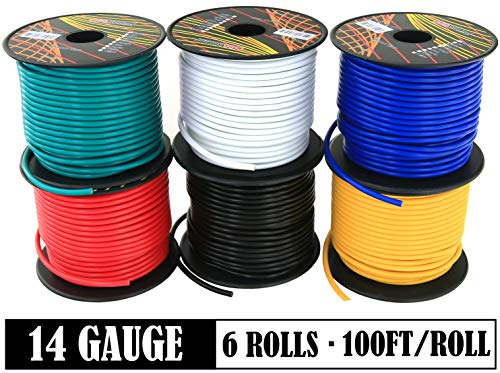 14 Gauge Flexible Copper Clad Aluminum Low Voltage Primary Wire 6 Color Set