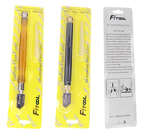 2Piece Glass Cutter 3mm-12mm, Self-Oiling Tungsten Carbide Glass Cutter, Professional Glass and Mirror Scoring Tool, Mosaic/Tiles/Mirror Glass Cutting Tool 2-Pack(Carbon Fiber + Metal) - Thumbnail 2
