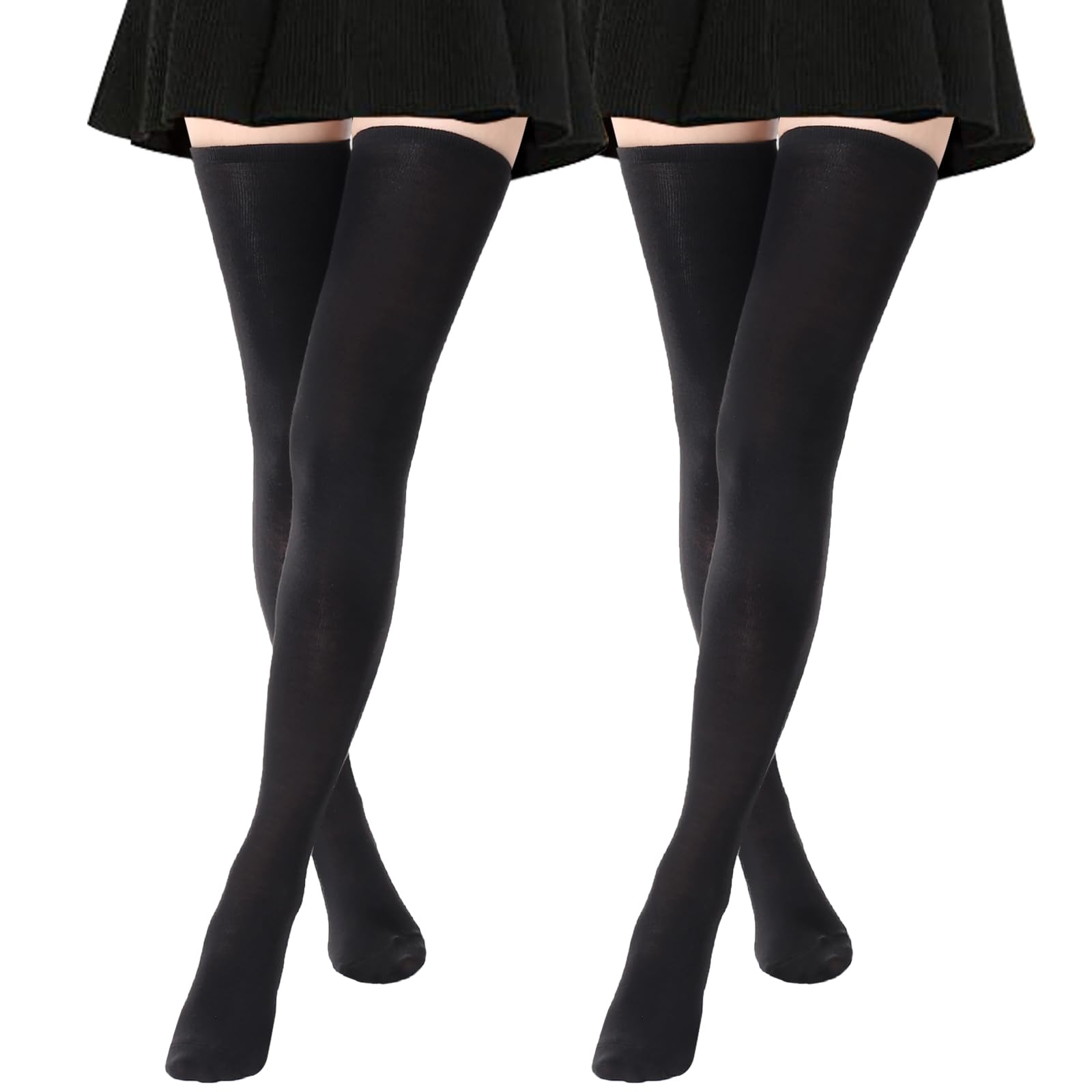 AQOKKA Extra Long Thigh High Socks for Women Striped Long Stockings