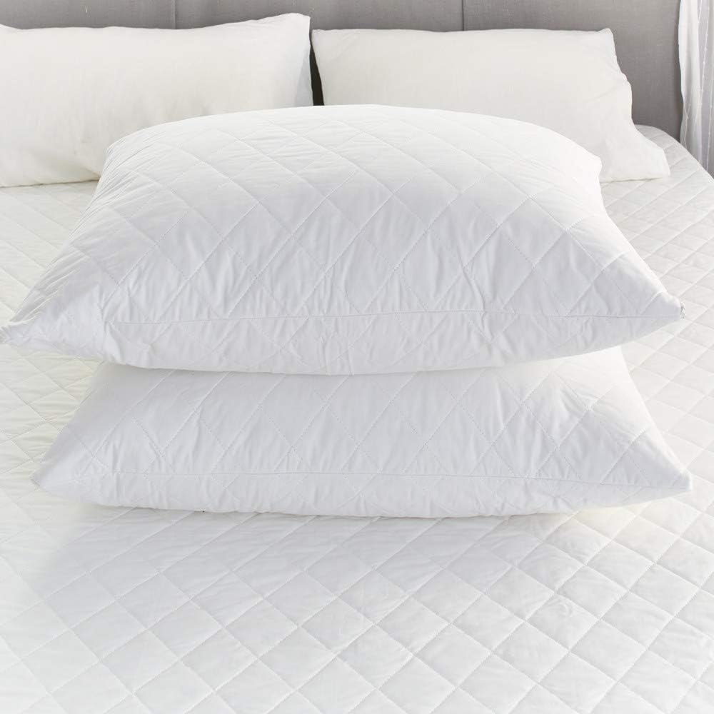 Queen Size Quilted Pillow Protectors Pair 20x30 Inches Soft